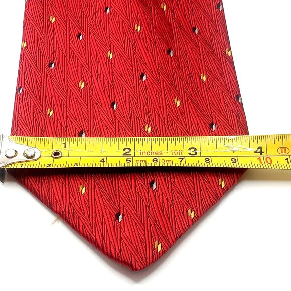 Men's Necktie Echo 100% Silk Red Geometric Pattern 57.5" Length Tie - Picture 12 of 12